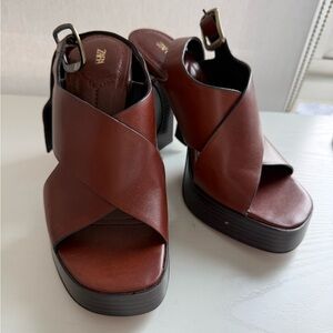 Zara Women's Chestnut Platform Sandals